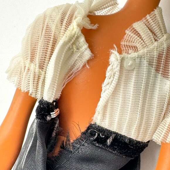 Barbie Doll Vtg 1969 Midi Magic Black White Tulle Satin?  Dress NO DOLL Gift - Picture 5 of 8